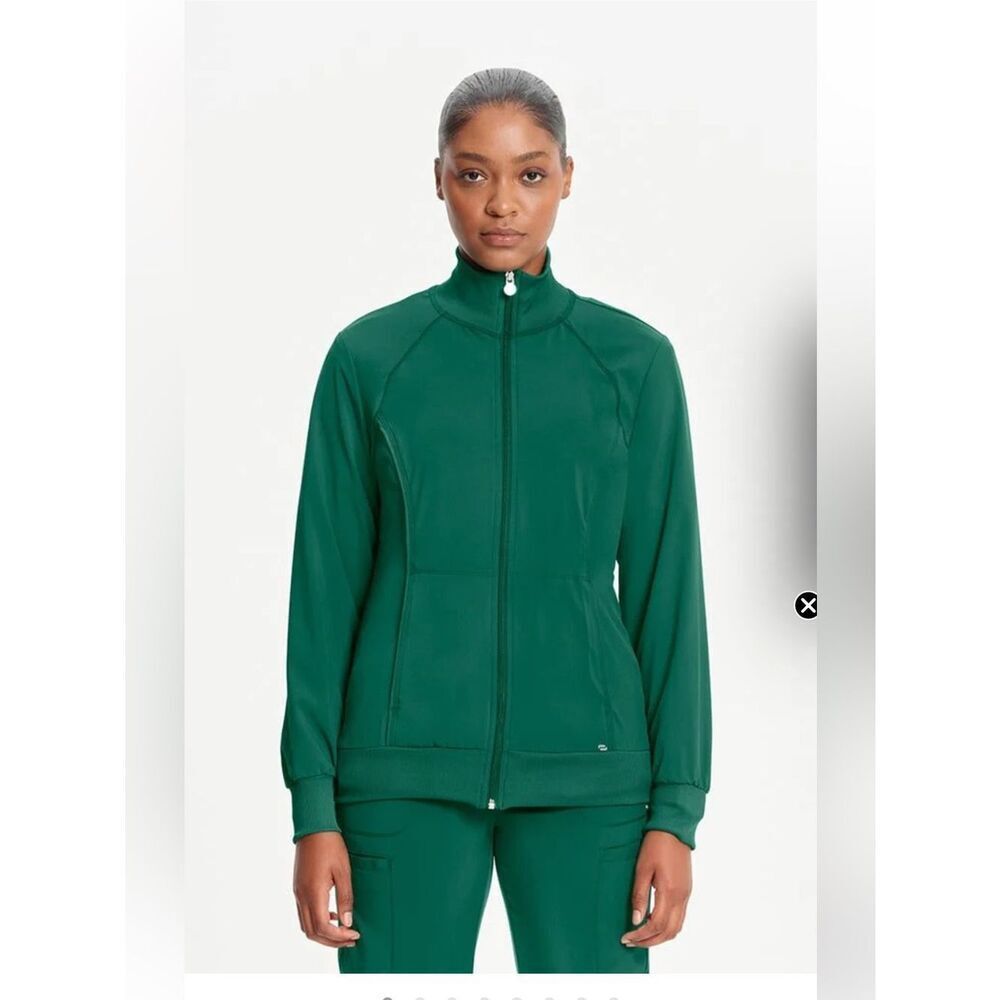 Cherokee Infinity Zip Front Warm-up Scrub Jacket Hunter Green XL